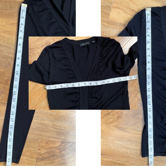 BCBGMAXAZRIA Ruched Long Sleeves Knit Sweater Top Pullover Minimalist Luxury S - Picture 9 of 9